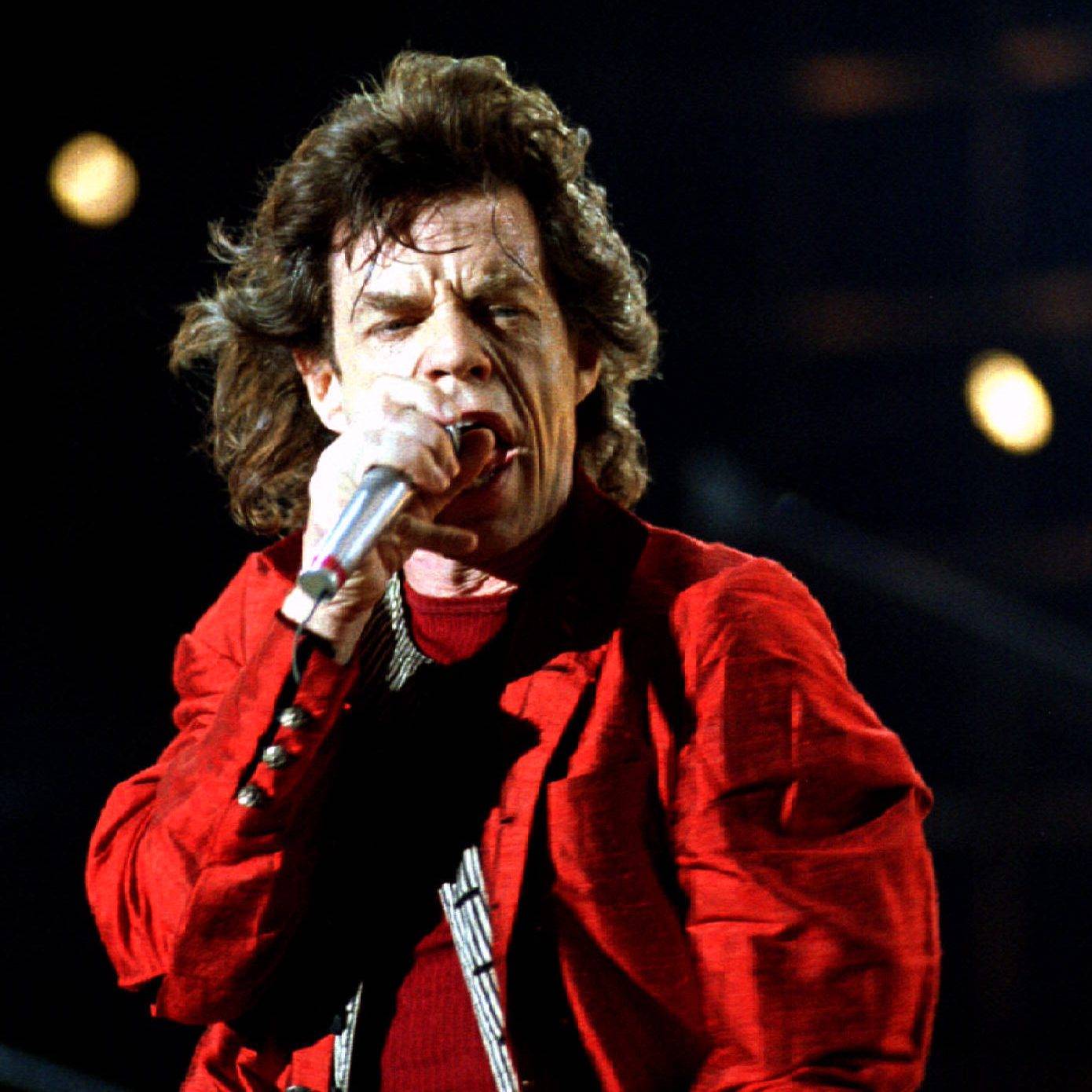 Pop singer Mick Jagger performs the night of February 9 before a 60,000 strong audience at River Pla..